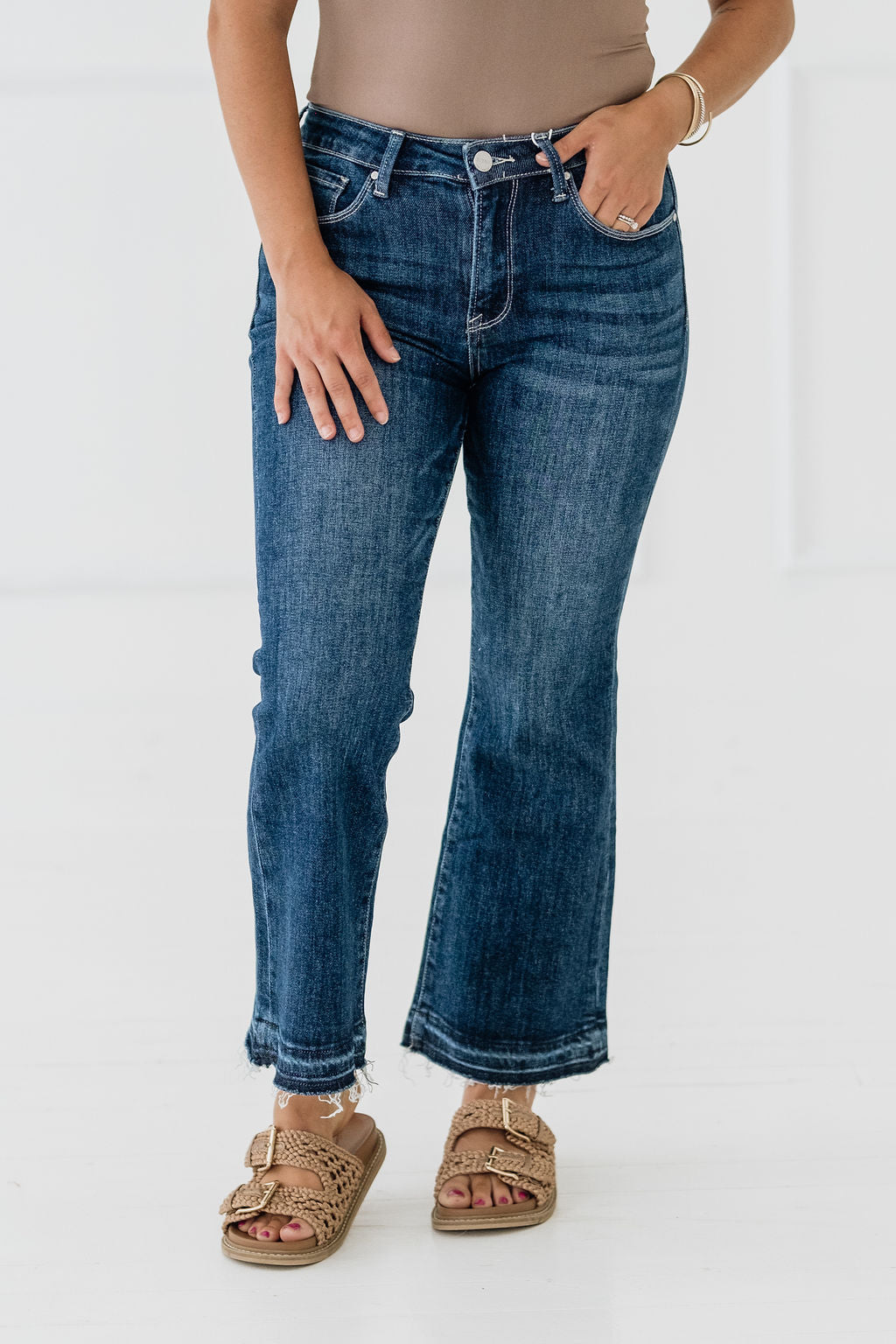 Tara High Rise Crop Flare Risen Jeans