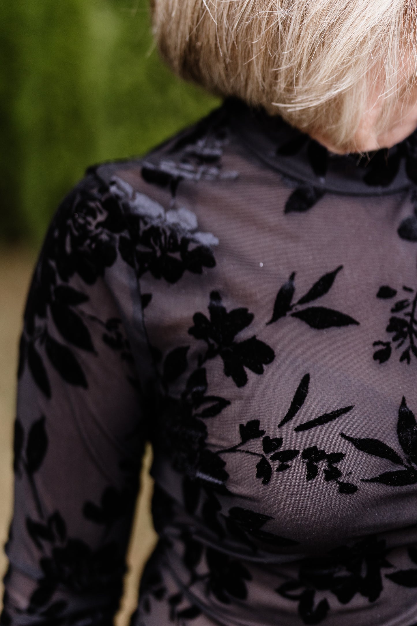 Kalina Velvet Floral Top-Black