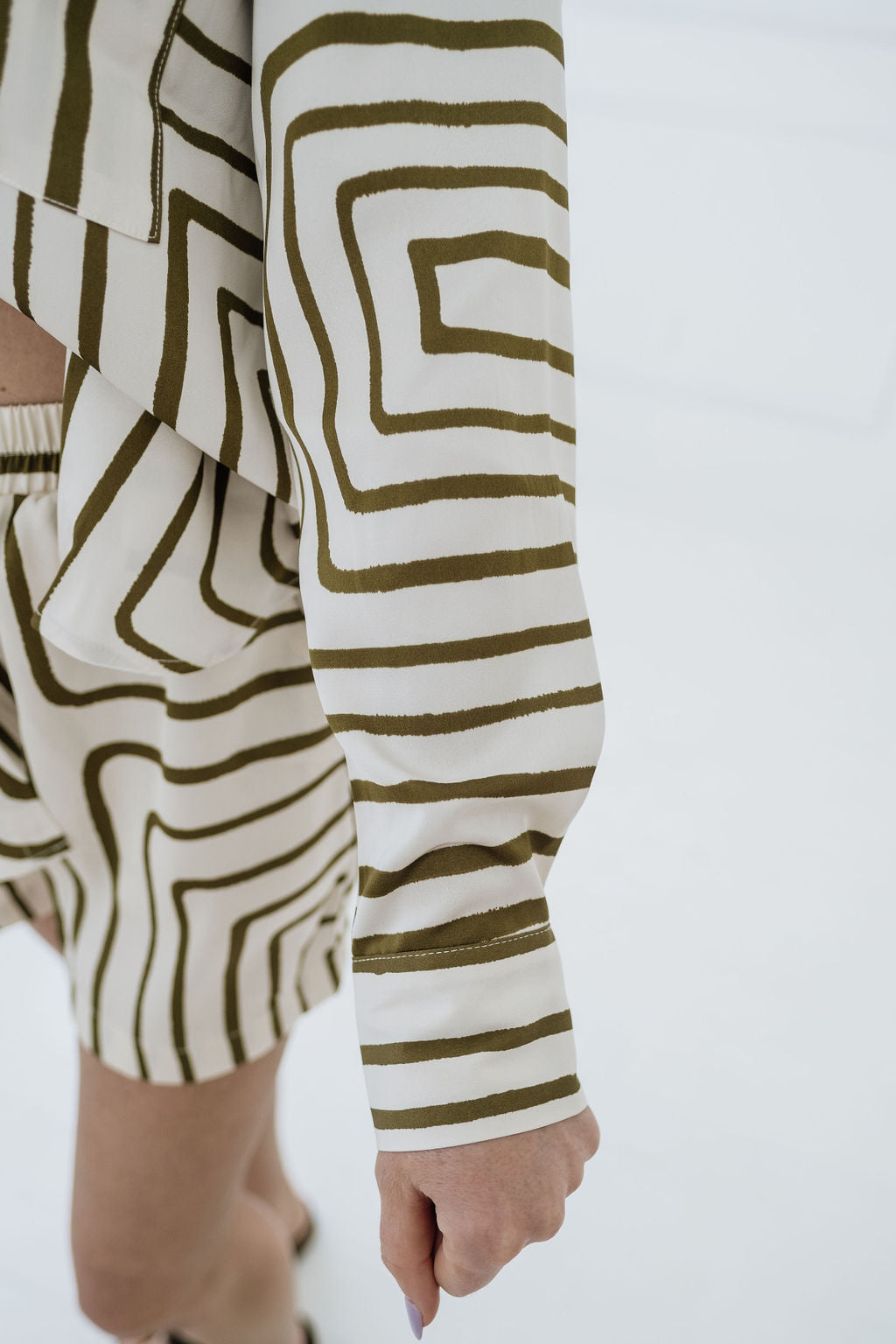 Daniella Olive Striped Short Set