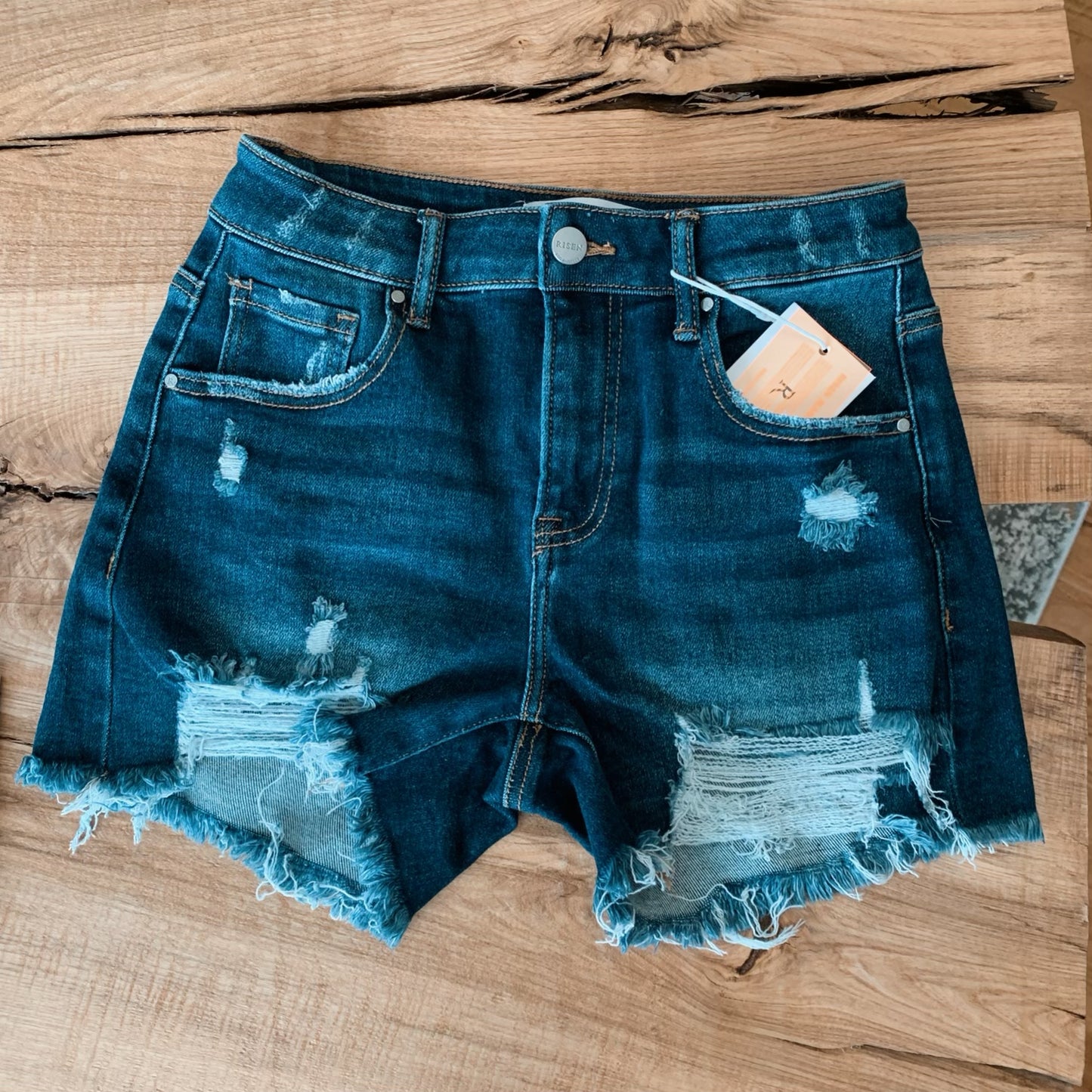 Risen High Rise Distressed Shorts