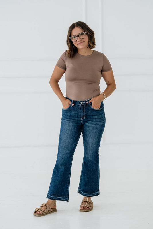 Tara High Rise Crop Flare Risen Jeans