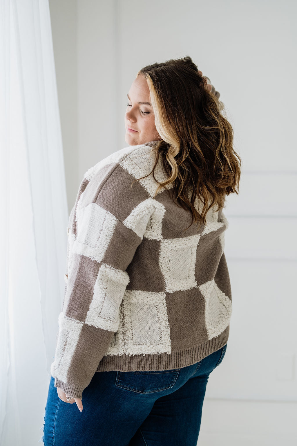 Rae Checkered Cardigan