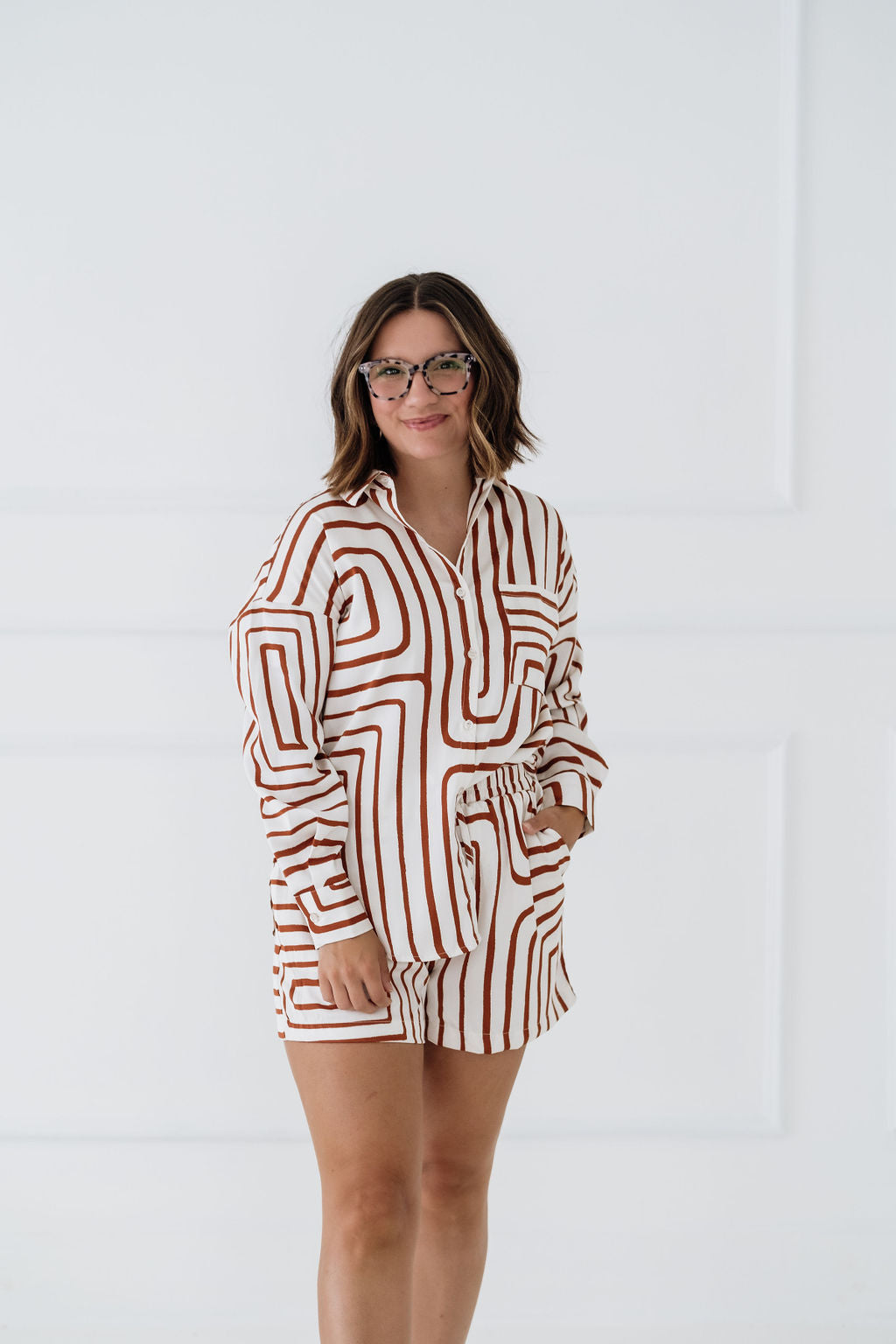 Daniella Rust Striped Short Set